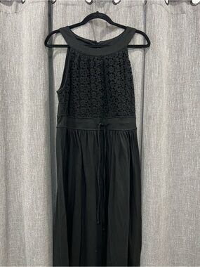Allison Brittney Black Crochet Bodice Maxi Dress